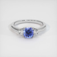 0.67 Ct. Blue Sapphire Ring, 18K White Gold 1