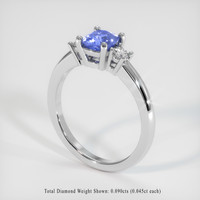 0.67 Ct. Blue Sapphire Ring, 18K White Gold 2