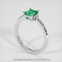 0.78 Ct. Emerald Ring, 18K White Gold 2