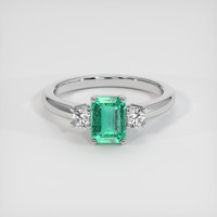 0.90 Ct. Emerald Ring, 18K White Gold 1