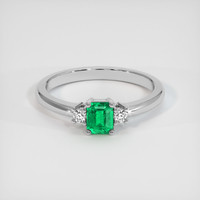 0.32 Ct. Emerald Ring, 18K White Gold 1