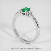 0.32 Ct. Emerald Ring, 18K White Gold 2