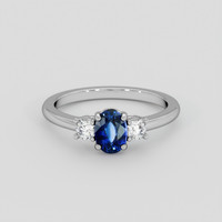 1.10 Ct. Blue Sapphire Ring, 18K White Gold 1