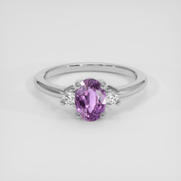 0.96 Ct. Pinkish Purple Sapphire Ring, 18K White Gold 1