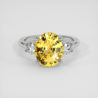 5.10 Ct. Yellow Sapphire Ring, 18K White Gold 1
