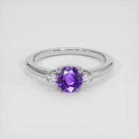 0.87 Ct. Purple Sapphire Ring, 18K White Gold 1