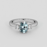 1.68 Ct. Bluish Green Sapphire Ring, 18K White Gold 1