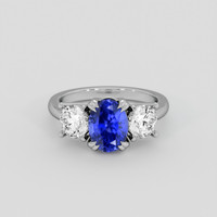 2.90 Ct. Blue Sapphire Ring, 18K White Gold 1