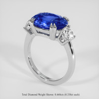 5.56 Ct. Blue Sapphire Ring, 18K White Gold 2