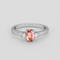 0.69 Ct. Padparadscha Sapphire Ring, 18K White Gold 1