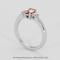 0.69 Ct. Padparadscha Sapphire Ring, 18K White Gold 2