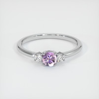 0.65 Ct. Pinkish Purple Sapphire Ring, 18K White Gold 1