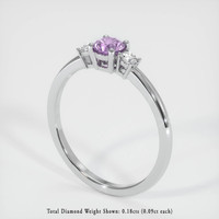 0.65 Ct. Pinkish Purple Sapphire Ring, 18K White Gold 2