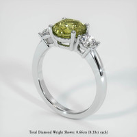 2.58 Ct. Greenish Yellow Sapphire Ring, 18K White Gold 2