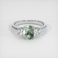 1.26 Ct. Green Sapphire Ring, 18K White Gold 1