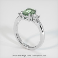 1.26 Ct. Green Sapphire Ring, 18K White Gold 2