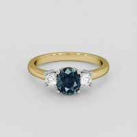 1.72 Ct. Greenish Blue Sapphire Ring, 14K White & Yellow 1