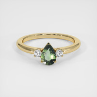 0.68 Ct. Green Sapphire Ring, 14K Yellow Gold 1