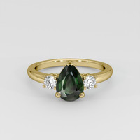 1.51 Ct. Green Sapphire Ring, 14K Yellow Gold 1