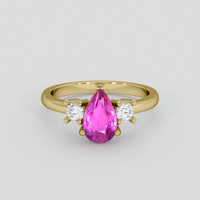 1.48 Ct. Purplish Pink Sapphire Ring, 14K Yellow Gold 1