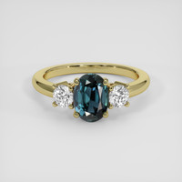 1.55 Ct. Greenish Blue Sapphire Ring, 14K Yellow Gold 1
