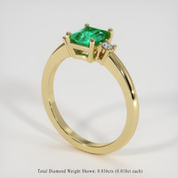 0.78 Ct. Emerald Ring, 18K Yellow Gold 2