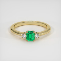 0.32 Ct. Emerald Ring, 18K Yellow Gold 1