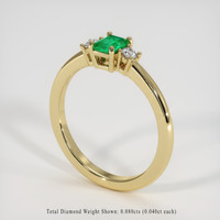 0.32 Ct. Emerald Ring, 18K Yellow Gold 2