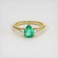 0.77 Ct. Emerald Ring, 18K Yellow Gold 1