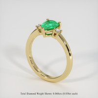 0.77 Ct. Emerald Ring, 18K Yellow Gold 2