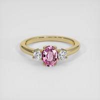 1.20 Ct. Pink Sapphire Ring, 18K Yellow Gold 1