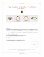Ruby Ring 0.59 Ct., 18K Yellow Gold Appraisal