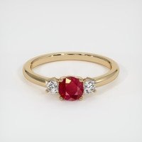 0.54 Ct. Ruby Ring, 18K Yellow Gold 1