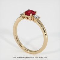 0.54 Ct. Ruby Ring, 18K Yellow Gold 2
