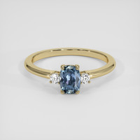 0.98 Ct. Greyish Blue Sapphire Ring, 18K Yellow Gold 1