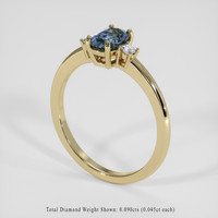 0.98 Ct. Greyish Blue Sapphire Ring, 18K Yellow Gold 2