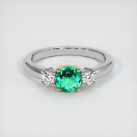 0.30 Ct. Emerald  Ring - 18K Yellow White