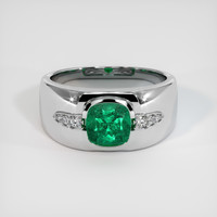 1.00 Ct. Emerald Ring, 18K White Gold 1