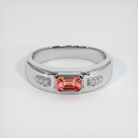 1.13 Ct. Padparadscha Sapphire Ring, 18K White Gold 1