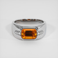 3.05 Ct. Orange Sapphire Ring, 18K White Gold 1