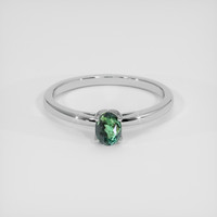 1.06 Ct. Yellowish Green to Brownish Orange Alexandrite Ring, 14K White Gold 1