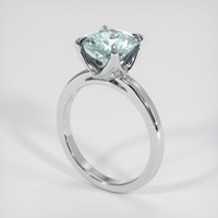 2.86 Ct. Bluish Green Sapphire Ring, 18K White Gold 2