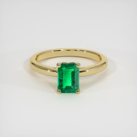 0.91 Ct. Emerald Ring, 18K Yellow Gold 1