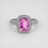 4.09 Ct. Pink Sapphire Ring, 14K White Gold 1