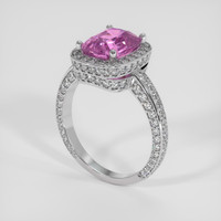 4.09 Ct. Pink Sapphire Ring, 18K White Gold 2