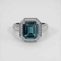 5.03 Ct. Bluish Green Sapphire Ring, 18K White Gold 1