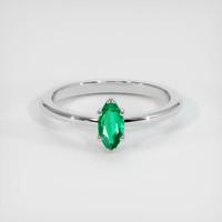 0.25 Ct. Emerald Ring, 18K White Gold 1