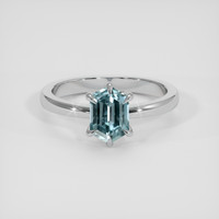 1.42 Ct. Greenish Blue Sapphire Ring, 18K White Gold 1