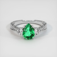 1.00 Ct. Emerald Ring, Platinum 950 1