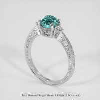 2.08 Ct. Bluish Green Sapphire Ring, Platinum 950 2